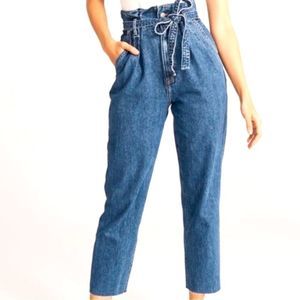 ABERCROMBIE & FITCH Paper Bag High Waist Mom Jeans Sz 26